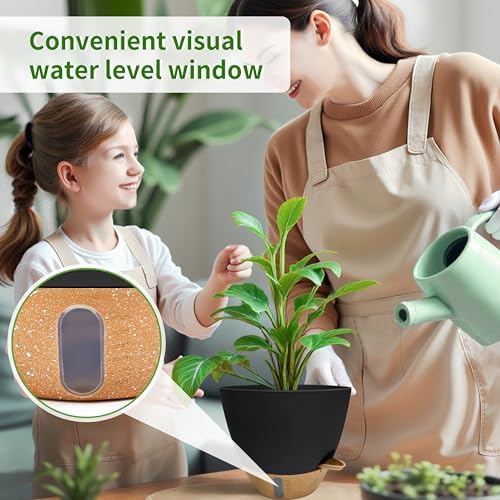 12/10/9/8 inch Self Watering Pots with Visual Water Window, Extra
