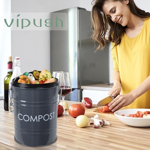 Vipush Compost Bin Kitchen Countertop Composter with lid – Small