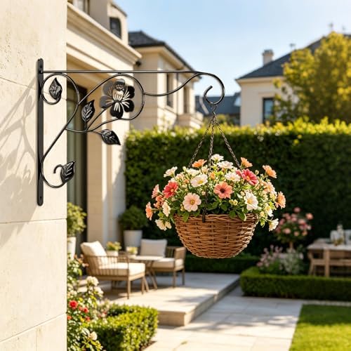 2 Pack Hanging Plant Brackets,Heavy Duty Plant Hangers Iron Hooks