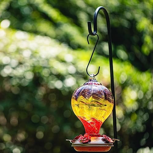 Gifts for Women Hummingbird Feeders, 34OZ Hand Blown Glass Hummingbird