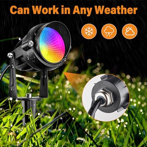 Low Voltage RGBW LED Landscape Lights Spot Lights Outdoor for Yard Garden Decor Spotlight, 12V-24V Low Voltage Landscape Lighting with 16 Color Changing and Remote IP68 Waterproof (10 Pack)