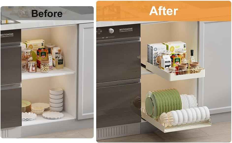 LinTimes Expandable Pull Out Cabinet Organizer, White