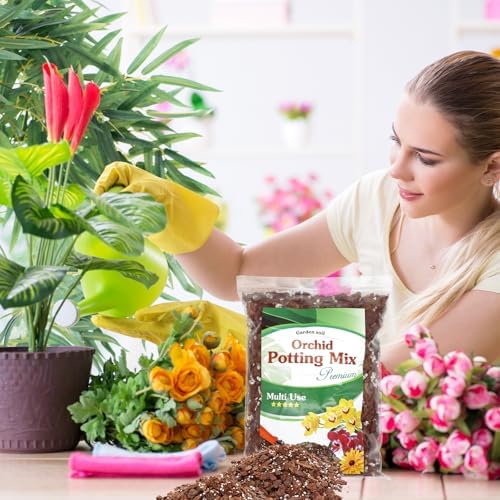 Orchid Potting Mix,Premium Orchid Bark Potting Mixture of Pine Bark,Perlite