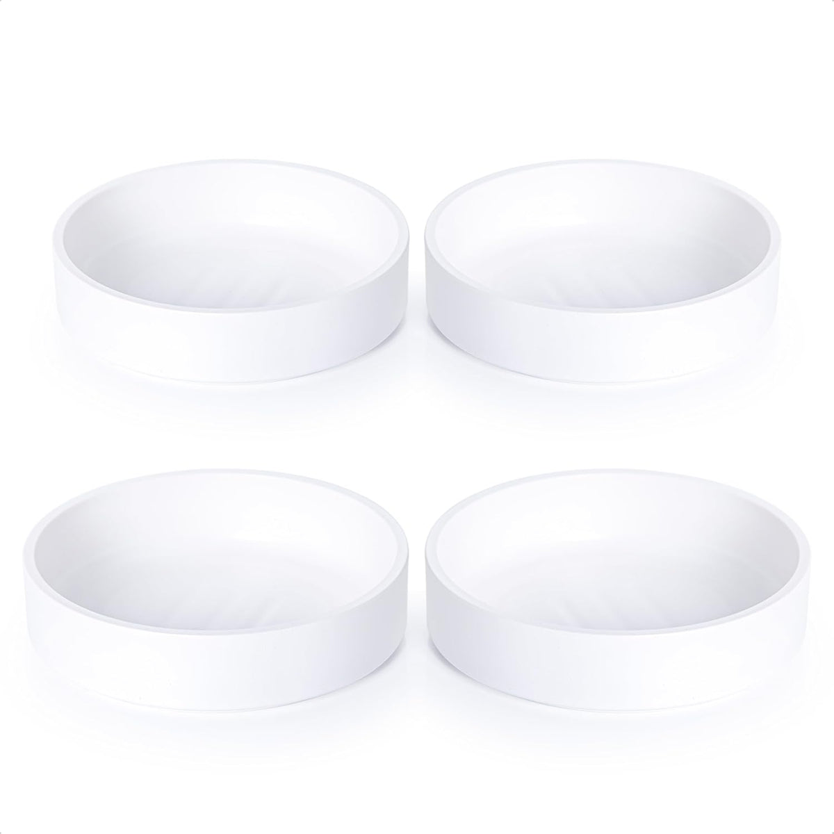 Phoenix Vine 6 Inch Plastic Plant Saucer Water Drip Tray, Heavy Sturdy Round Plant Drainage Tray for Indoors Outdoor, Set of 4, Matte White, 21-TY-6W-4