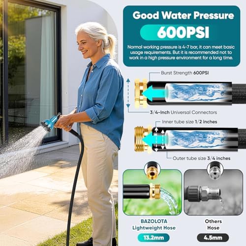 Garden Hose 100FT Non-Expanding, Lightweight Hose With 10-Function