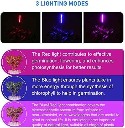 LED Grow Lights for Indoor Plants 20 LED, Plant Growing Lights Full Spectrum Auto ON Off with 3/9/12H Timer, 9 Dimmable Lightness Clip-On Desk Grow Lamp Bulb