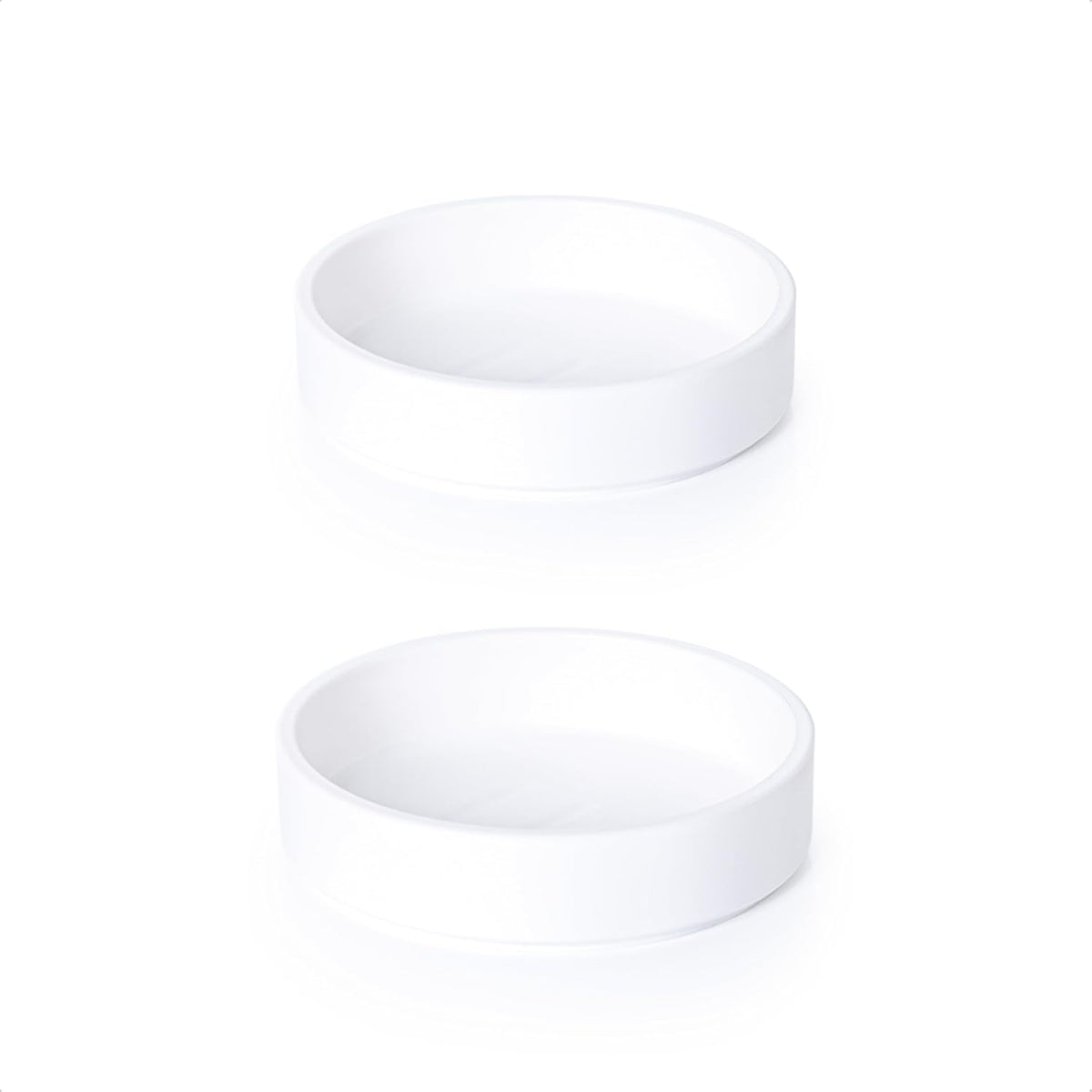 Phoenix Vine 4 Inch Plastic Plant Saucer Water Drip Tray, Heavy Sturdy Round Plant Drainage Tray for Indoors Outdoor, Set of 2, Matte White, 21-TY-4W-2