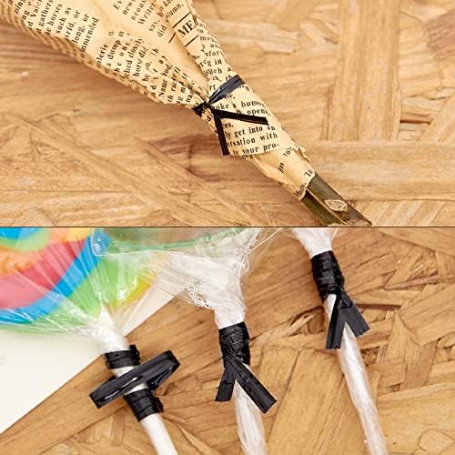 800 Pcs 4" Metallic Twist Ties(Black) for Bakery Ties, Candy Bags