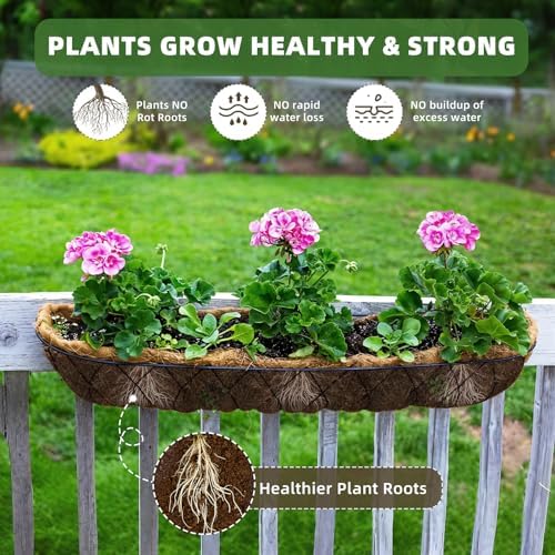 24 inch Coco Liners Trough 3 Pack for Window Boxes Planters, Coconut