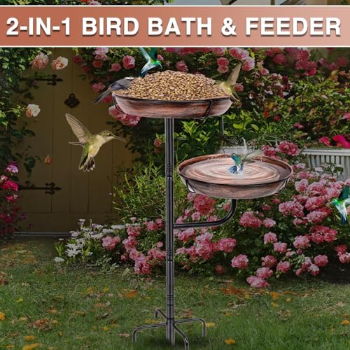 ZMCYNG Metal Bird Bath for Outside, 41in Standing Bird Bath Feeder Bowl