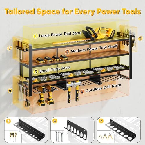 POKIPO 49" W Large Power Tool Organizer Wall Mount, 4 Layer Heavy Duty