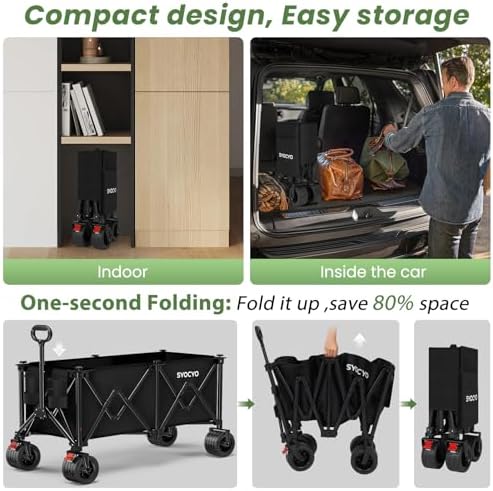 Beach Wagon Carts Foldable 580LBS Collapsible Wagon with Big