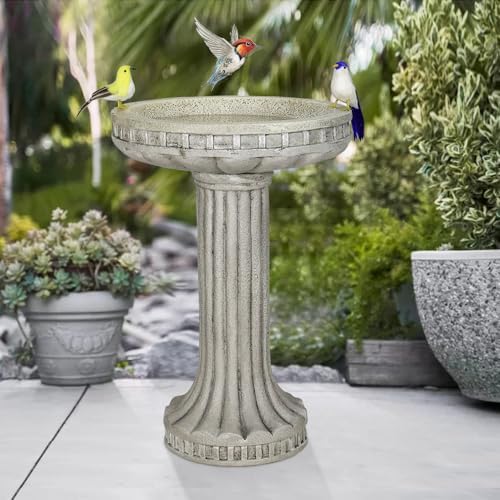 SKYFIRE 24" H Outdoor Bird Bath for Garden- Fibre Reinforced Concrete