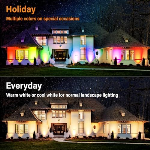 Low Voltage RGBW LED Landscape Lights Spot Lights Outdoor for Yard Garden Decor Spotlight, 12V-24V Low Voltage Landscape Lighting with 16 Color Changing and Remote IP68 Waterproof (10 Pack)