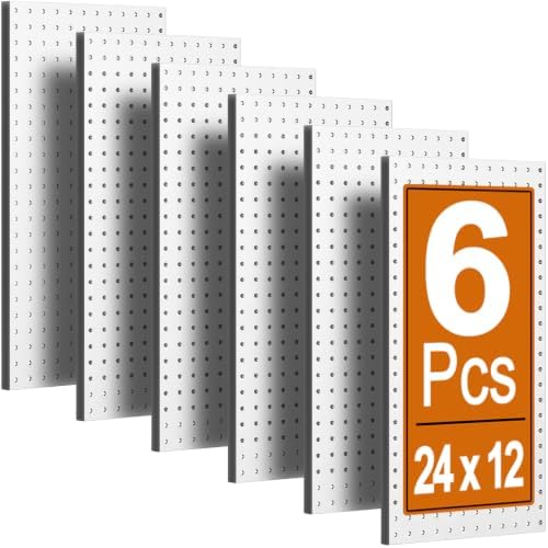 PBHEPJ 6 Pcs Metal Pegboard Panels, 24"x12" Heavy Duty Peg Boards for
