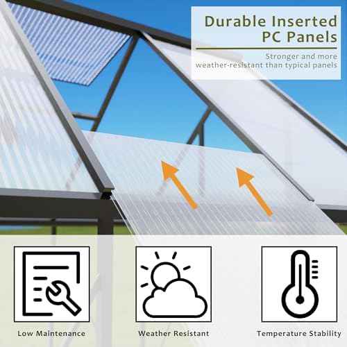 6x6FT Small Green House for Outside, Heavy Duty Polycarbonate Greenhouse Kit with Window, Walk-in Mini Garden House, Ideal Winter Greenhouses for Backyard Outdoor Indoor