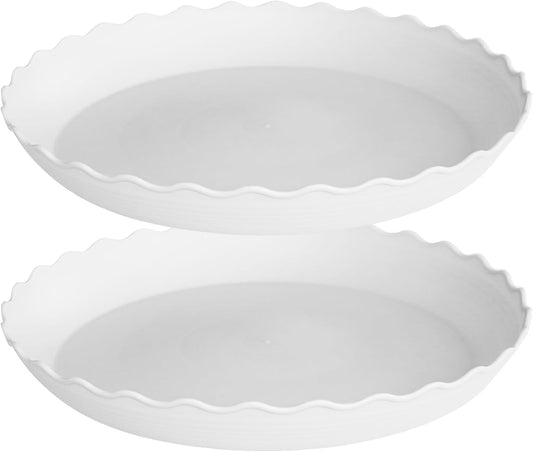 2 Pack of 14 inch Plant Saucer Plant Tray, Plastic Plant Saucer, Heavy Duty Plant Tray for Pots, Plant Saucers for Indoors Planter, Garden Water Plate Bowls for Gallon Grow Bags (White)