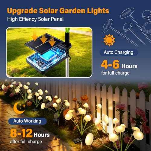 Solar Garden Lights Outdoor, 6Pack Solar Lights Garden Decor, Swaying Mushroom Lights Waterproof for Yard, Patio,Pathway Decoration,Gifts for Women,Mom(Warm White)