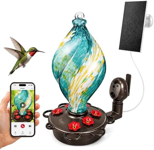 LUJII Smart Hummingbird Feeder with Camera for Outdoor Hanging, Hand