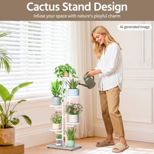 LASZOLA Plant Stand Tall Flower Holder for Indoor Corner, 5 Tier White