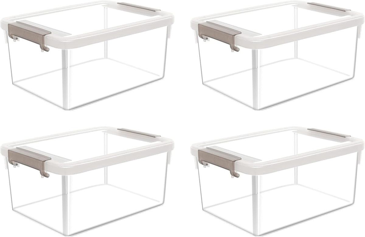 Citylife 4 Packs Small Storage Bins with Lids 3.2 QT Plastic Storage Containers for Organizing Stackable Clear Storage Boxes - Field & Nook
