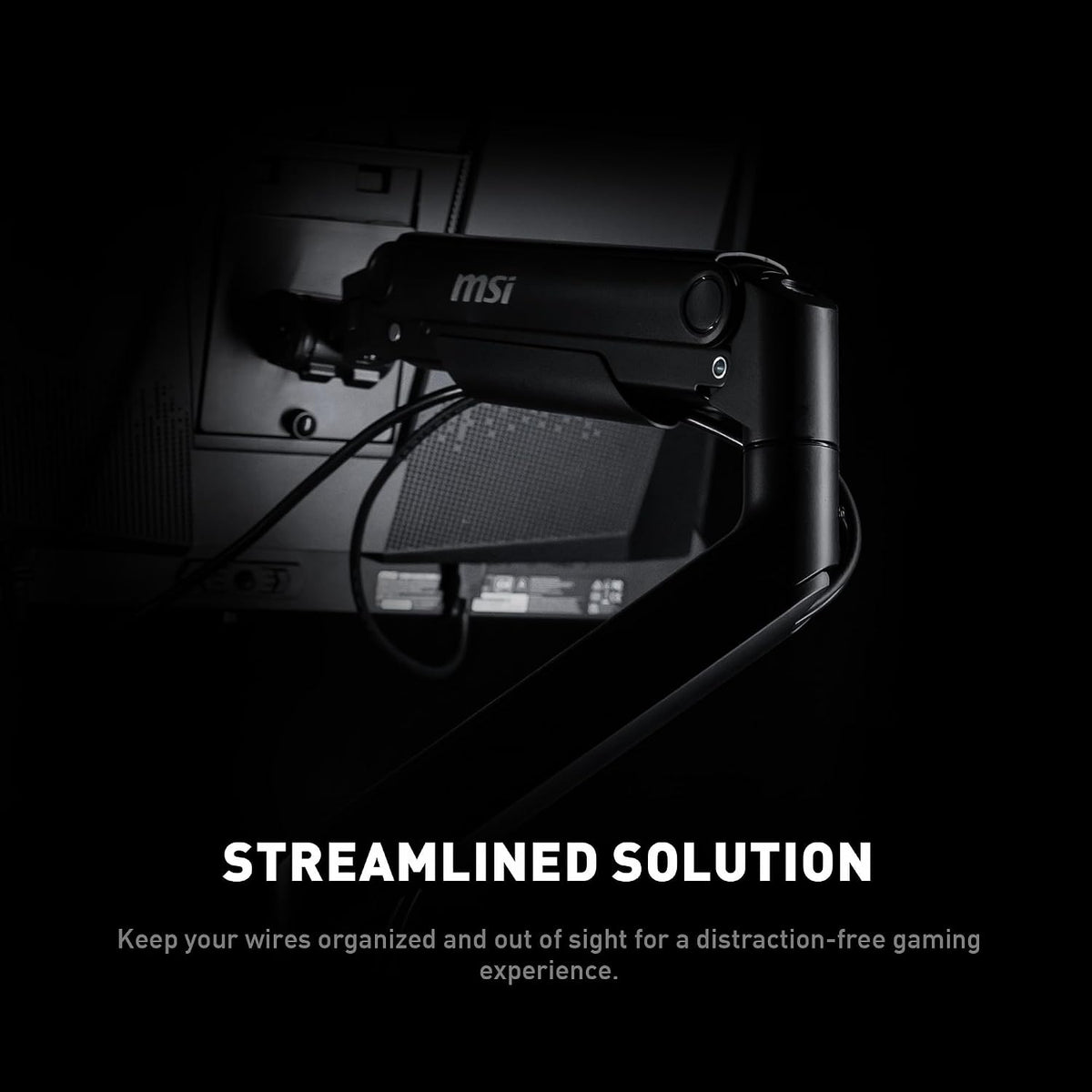 MSI MAG MT201 - Premium Heavy Duty Single Monitor Stand Arm, Supports 17-49" Screens and 44 lbs, VESA Compatible, Adjustable Spring Assisted Mount, Clamp & Grommet, Quick Release Plate - Black - Field & Nook