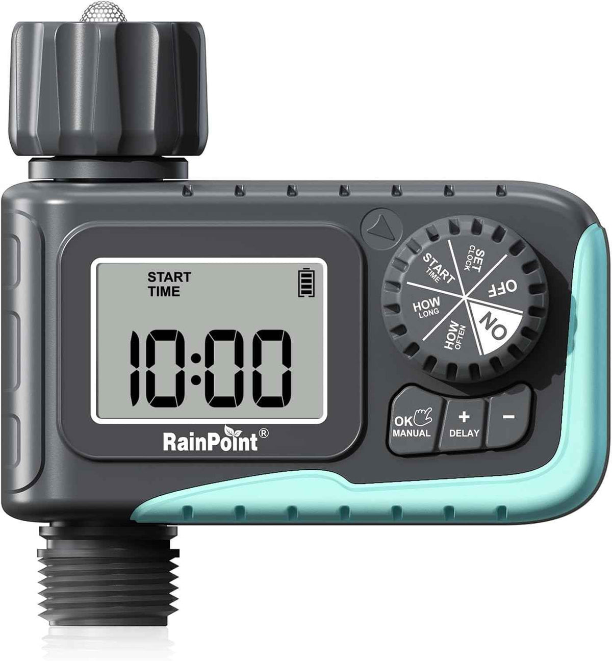 RAINPOINT Sprinkler Timer, Programmable Water Timer for Garden Hose, Outdoor Soaker Hose Timed with Rain Delay/Manual/Automatic Watering System, Digital Irrigation for Yard, Lawn, 1 Outlet