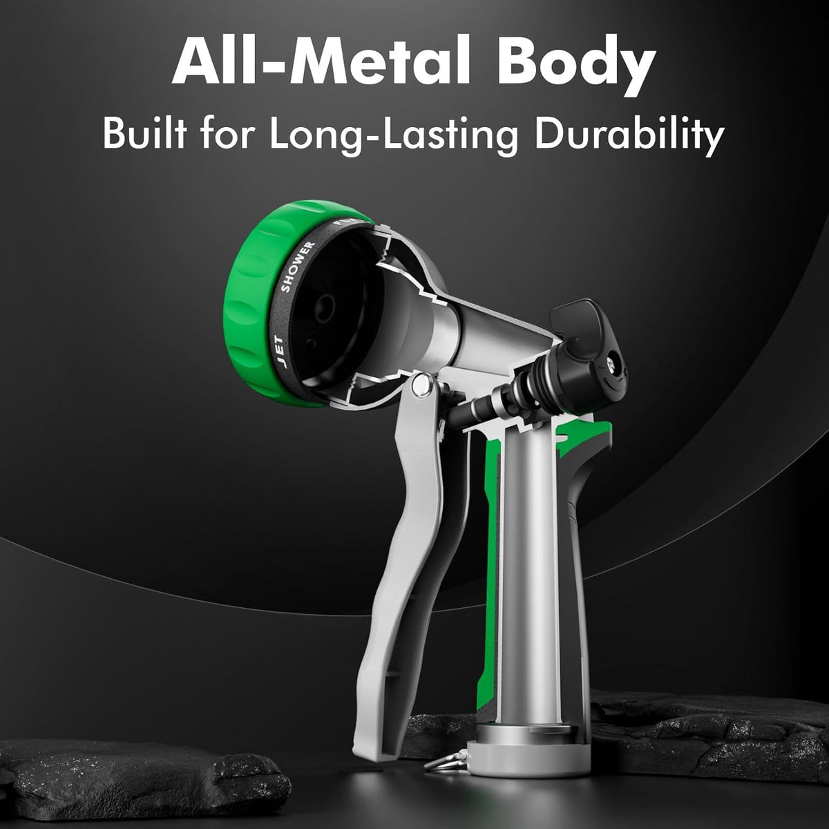 Heavy-Duty Metal 7-Pattern Flow-Control Hose Nozzle - Field & Nook