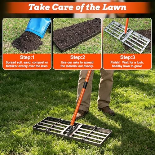 Lawn Leveling Rake, 30" x 10" Lawn Leveler Tool