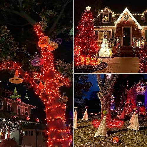 2PK 240LED 95FT Solar Christmas Lights - Outdoor Waterproof, Green Wire Solar Tree Lights with 8 Lighting Modes for Xmas Wedding Party Decorations (Red White)