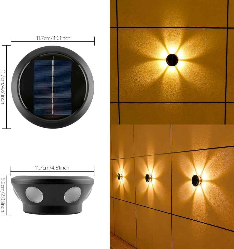 Solar Lights, Ambiance Lights,wall Light, Decorative Light Downlights Dusk to Dawn Solar Wall Light Outdoor IP65 Waterproof for Backyard Walls, Hotels, Staircases,Park Floors 1pcs (Warm)