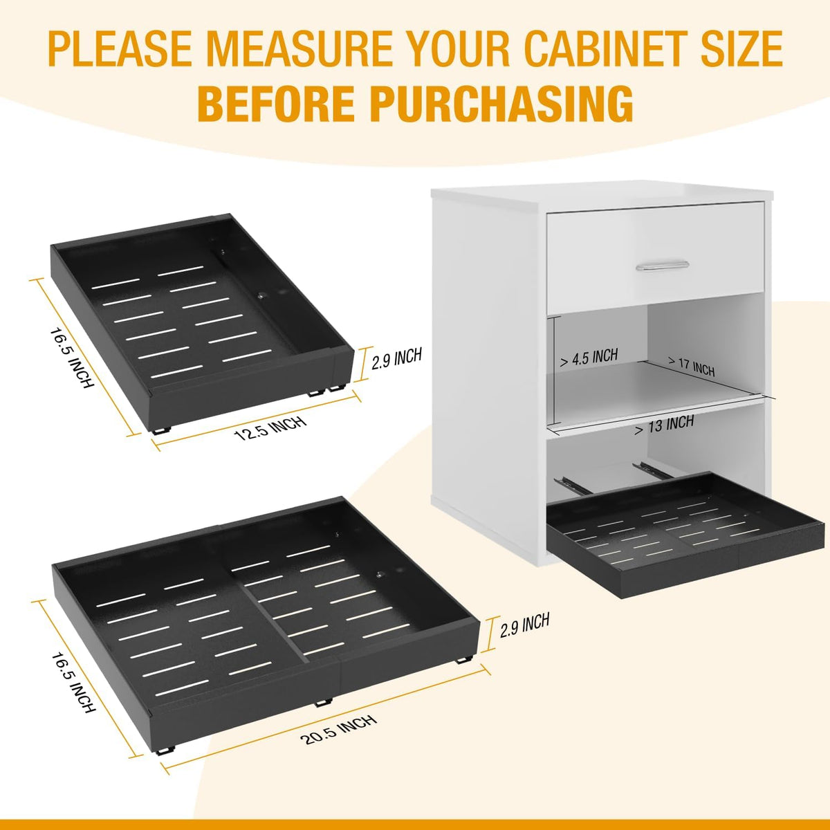 Expandable Pull Out Drawers for Cabinets(Black) : Kitchen and Pantry Organizer, Sliding Cabinet Organizer with Adhesive, Under Sink and Pots Storage, Depth 16.5". expandable pull out cabinet organizer - Field & Nook