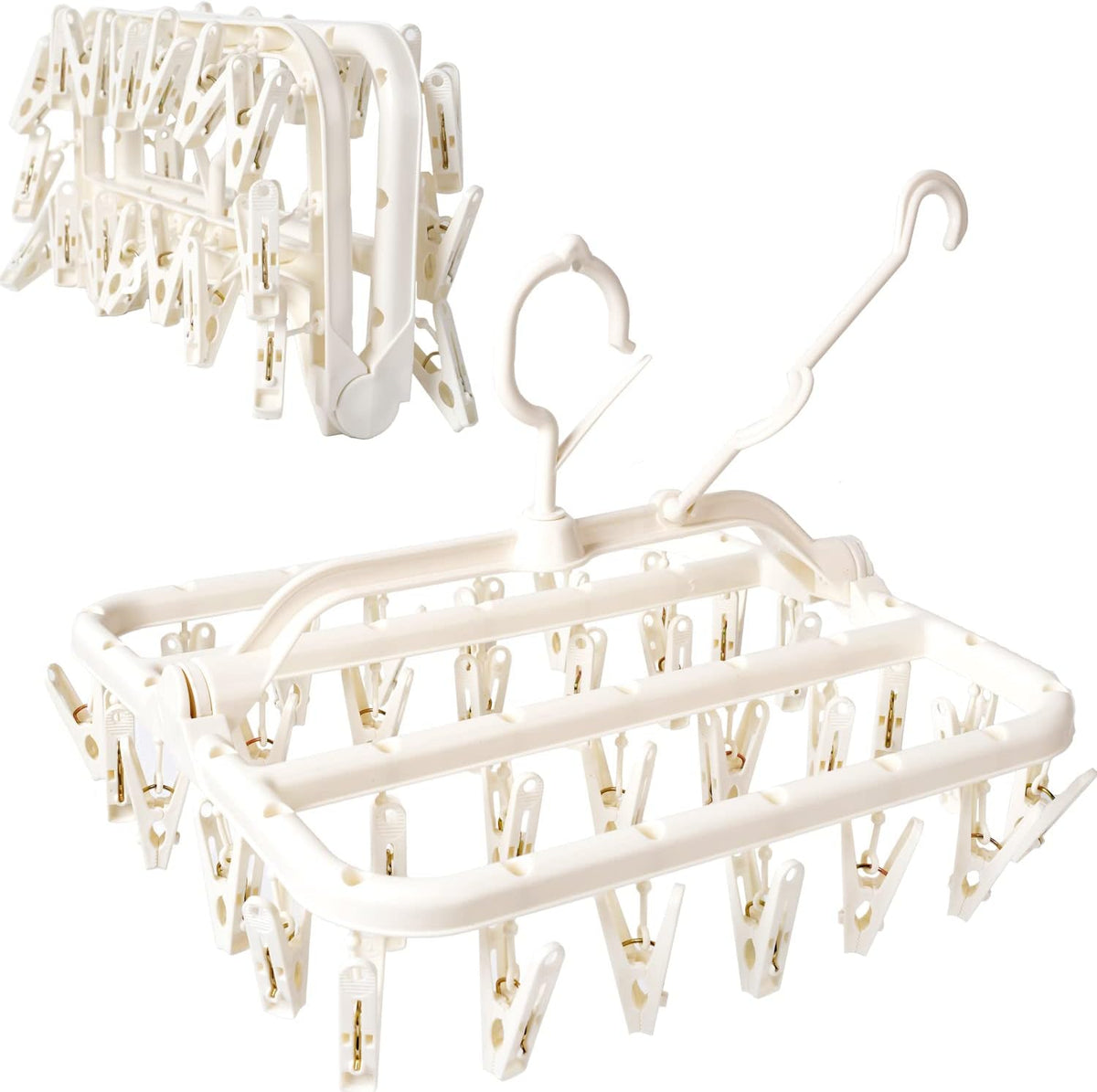 Foldable Clip Drying Hanger – 32 Clips for Delicates and Socks