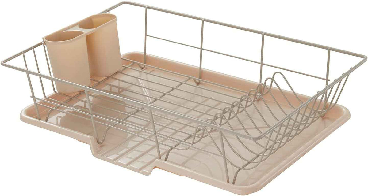 Sweet Home Collection 3-Piece Dish Drainer Rack Set, Beige