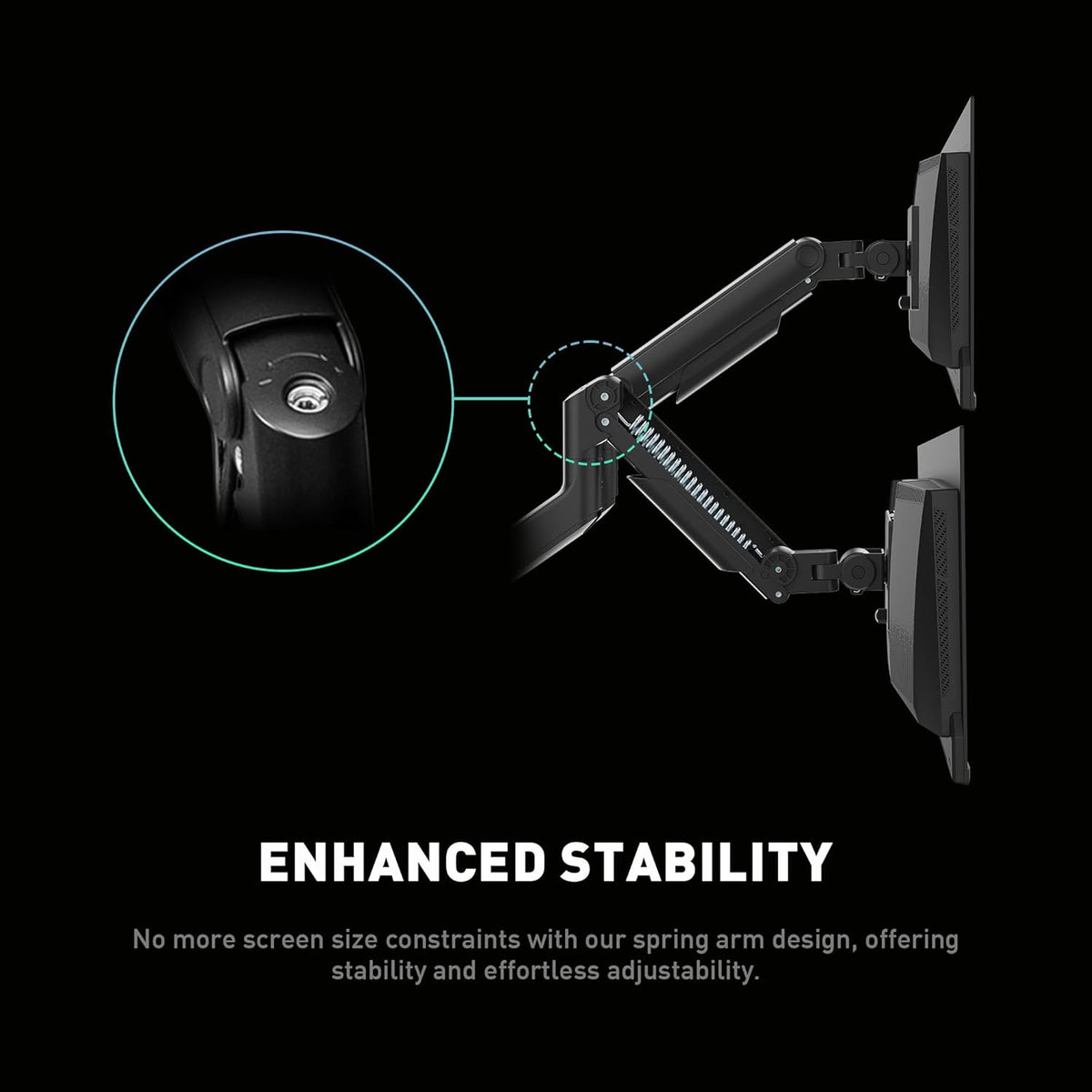 MSI MAG MT201 - Premium Heavy Duty Single Monitor Stand Arm, Supports 17-49" Screens and 44 lbs, VESA Compatible, Adjustable Spring Assisted Mount, Clamp & Grommet, Quick Release Plate - Black - Field & Nook