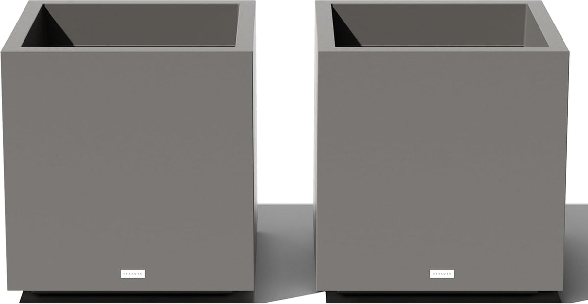 Veradek Block Series Cube Plastic Planter - Large Square Planter for Indoor or Outdoor Patio/Garden | Durable All-Weather Use with Drainage Holes | Modern Décor for Tall Plants, Trees, Flowers