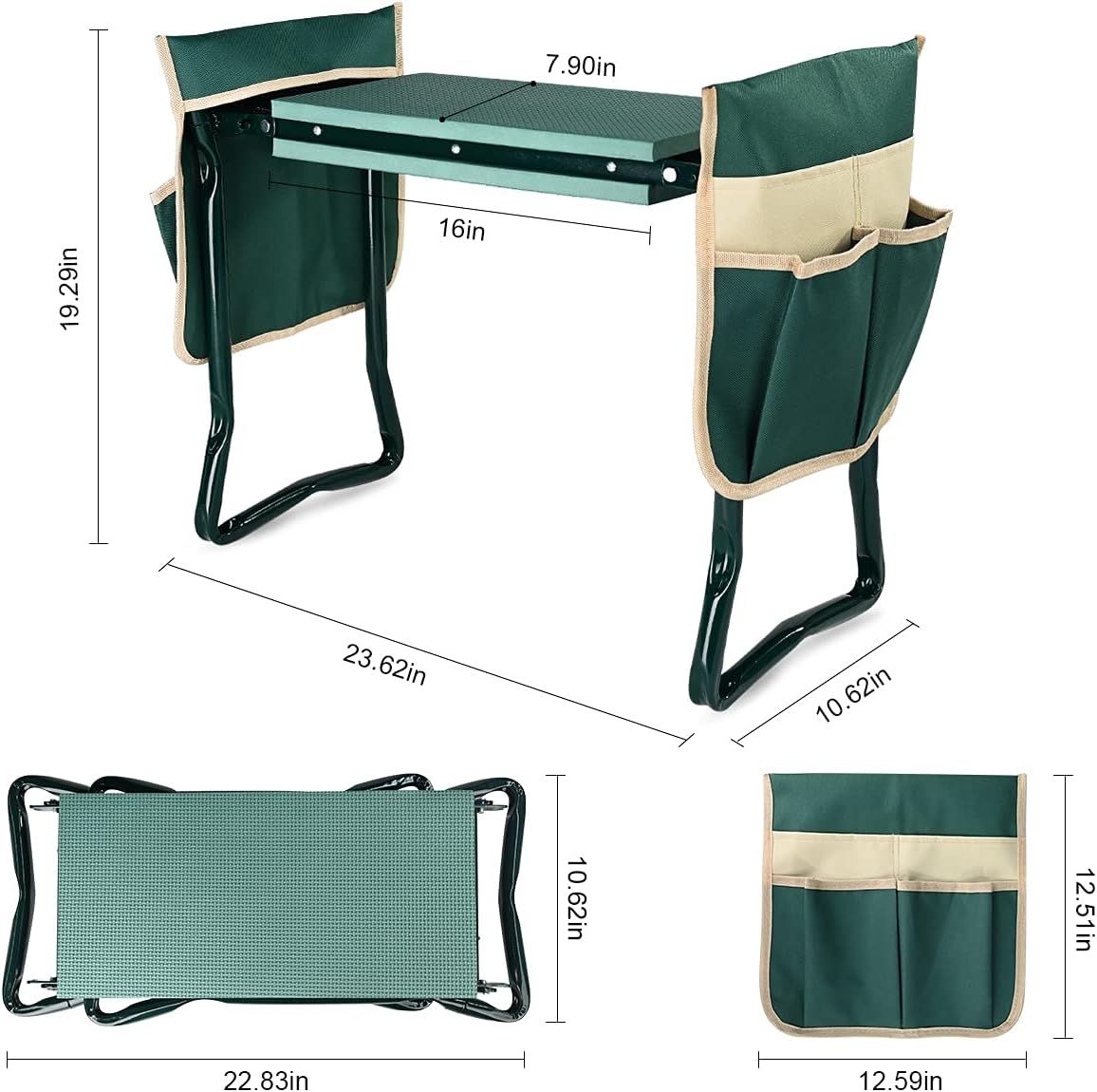 Wide-Pad Garden Kneeler and Seat with Dual Tool Pouches - Field & Nook