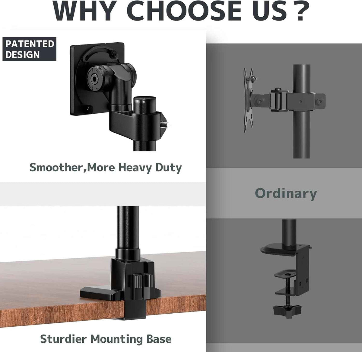 24-57'' Ultrawide Monitor Desk Mount, Aluminum Heavy Duty Monitor Arm | Low Profile, Topside Clamp/Grommet Mounting, Tilt, Swivel, Rotate, Holds up to 59.4lbs, VESA 75x75/100x100 mm, Black