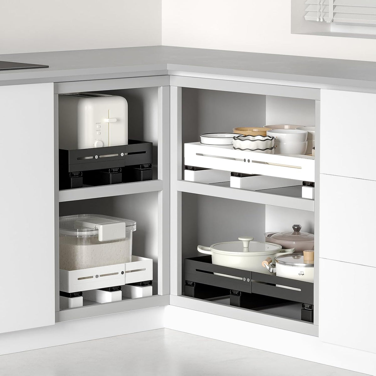 Pull Out Cabinet Organizer, 12.8"-17.5" D x 14.8"-20.5" W