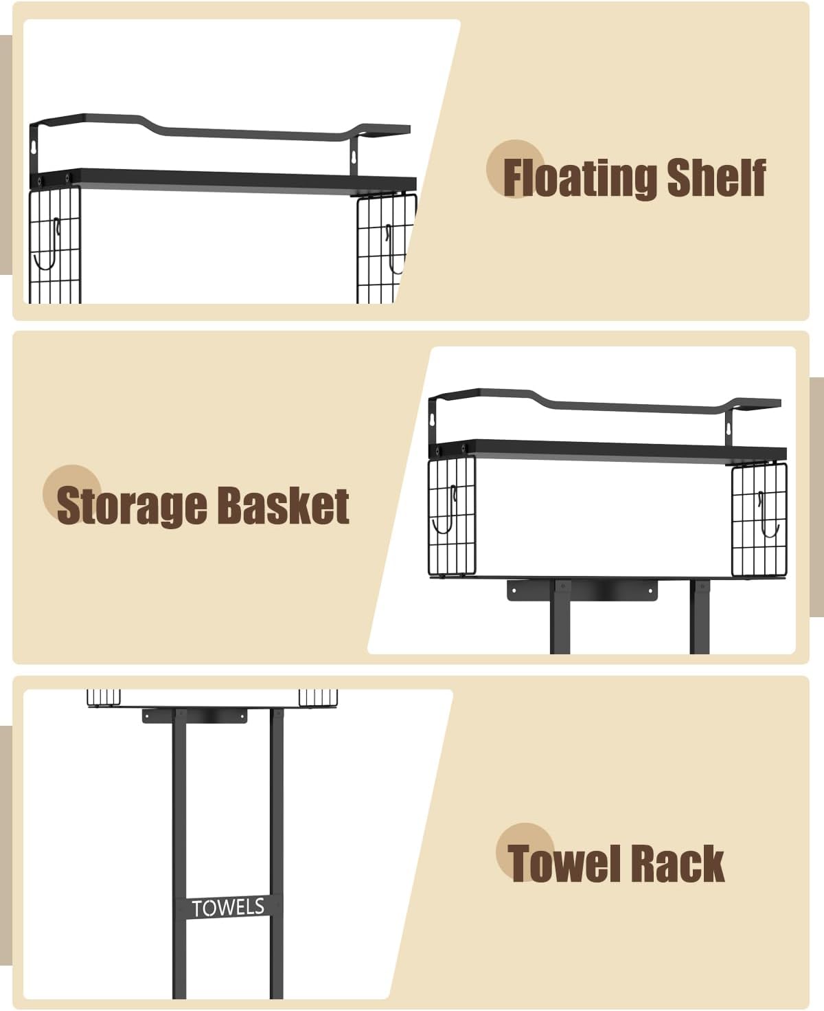 Wall-Mounted Rolled Towel Rack – 31-Inch Shelf Organizer
