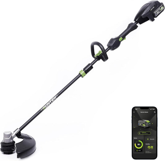 SUNTEK Electric String Trimmer Edger, 40V 15-Inch Brushless String Trimmer Cordless with 4.0Ah Battery and Fast Charger Included, 2-Speed Levels, Integrated Screen and APP Connection, Aluminum, Black - Field & Nook