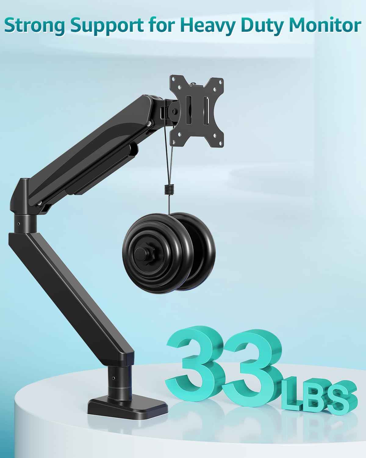 Heavy Duty Single Monitor Arm for Max 42 Inch Hold up to 33 lbs | Monitor Mount Desk Mount Height Adjustable Ultrawide Monitors Stand VESA Mount 70/100