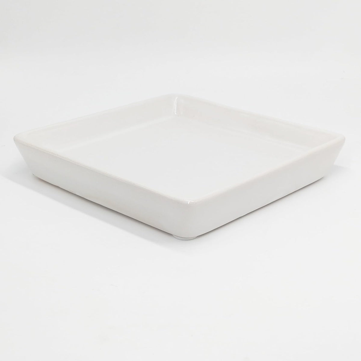 Square Plant Saucer 14 Inch 1 Pack，Plant Trays for Pots, White Ceramic Plant Saucers for Indoors Outdoors, Plant Drip Tray 4 6 8 10 12 14 Inch
