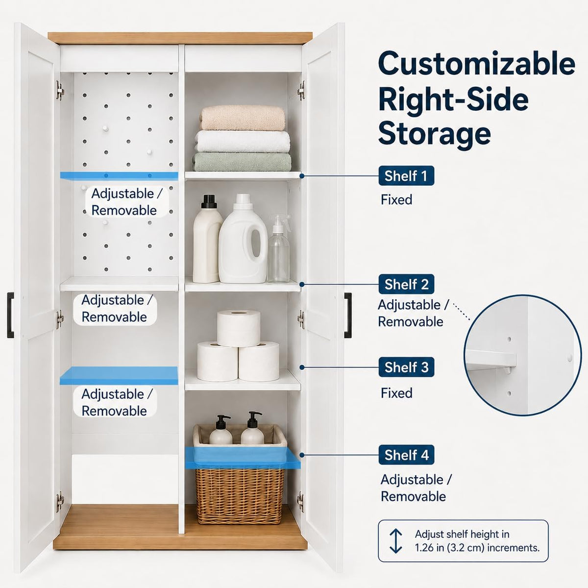 68.9-Inch Wooden Broom Closet Storage Cabinet with Doors - Field & Nook