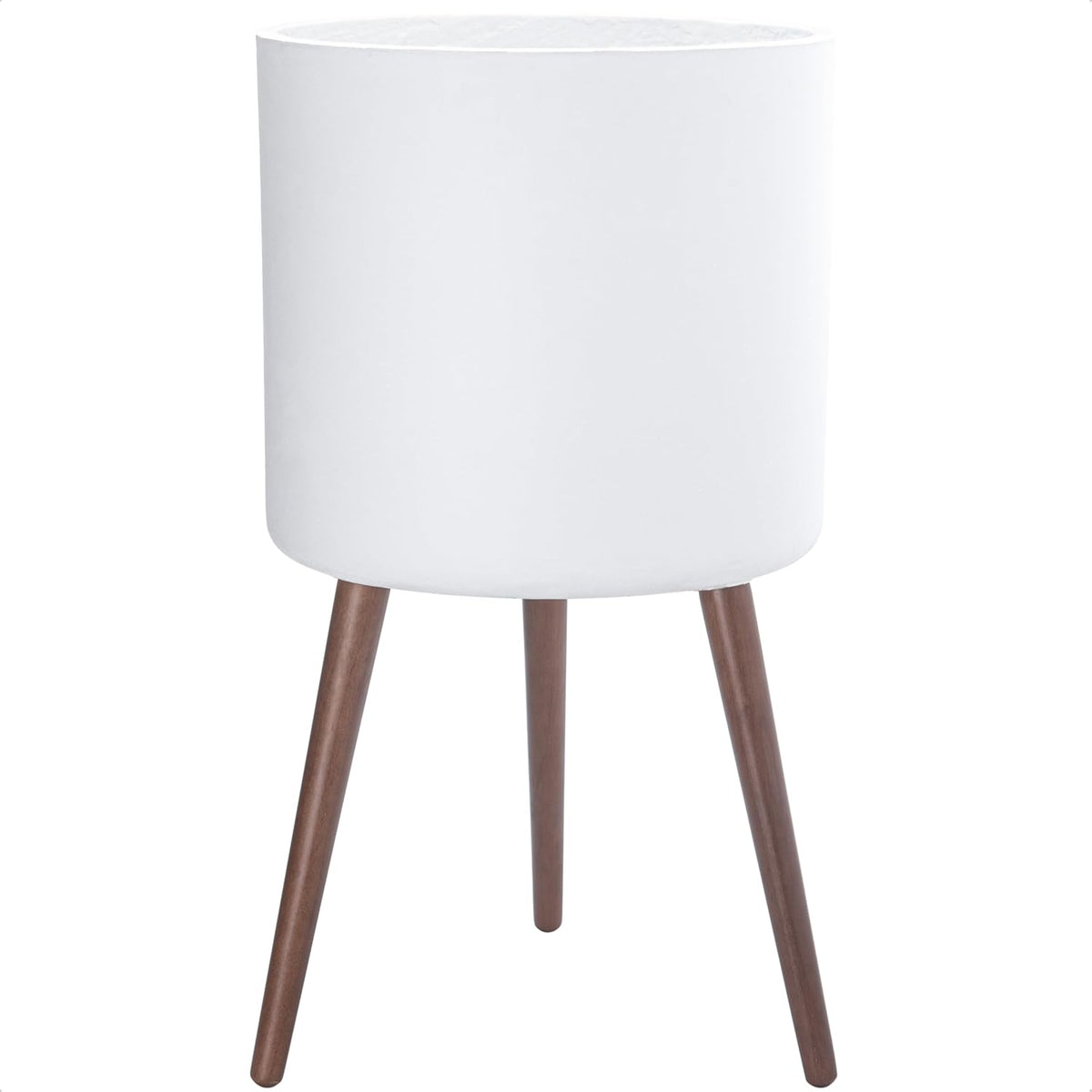 D'vine Dev 16 Inch Planter Pot with Stand, Mid-Century Tall Plant Pot with Legs for Indoor Plants, XX-Large, White, 88-O-E-1