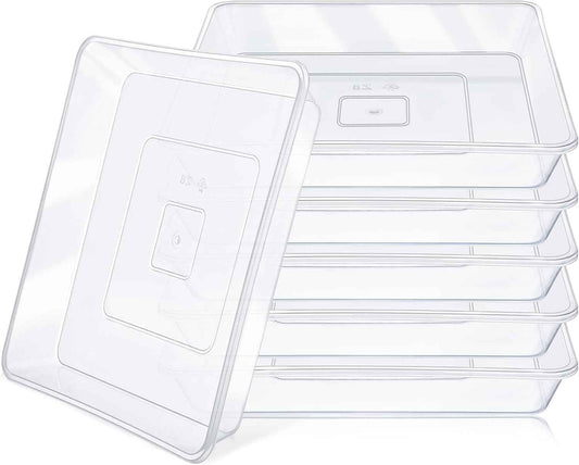 GREANER Square Plant Saucer, 8 Inch Plant Trays for Indoors No Holes, Clear Water Trays for Pots, Durable Flower Pot Saucers for Indoors and Outdoors(6 Packs)