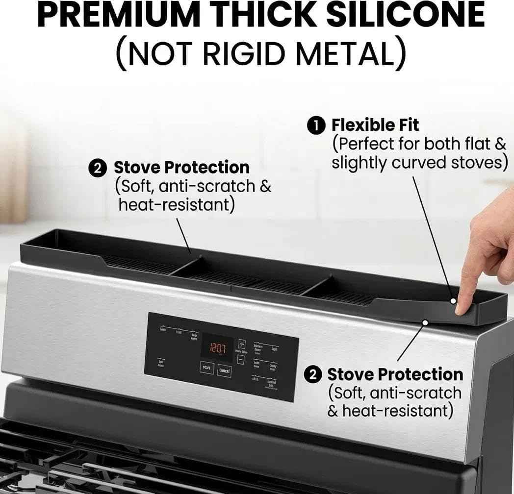 AWOKE 30-Inch Silicone Stove Top Shelf, Black