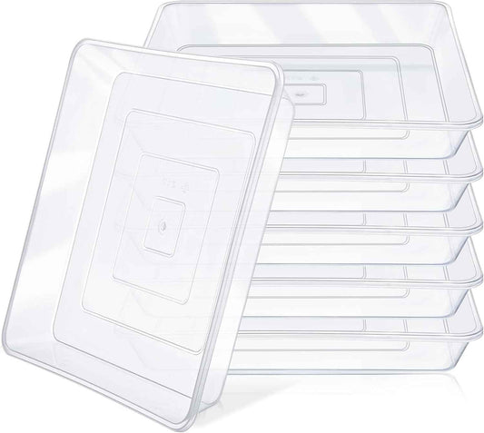 GREANER Clear Plant Plates to Catch Water, 12 Inch Durable Thick Saucer for Flower Pot, Square Plant Saucer Plant Trays for Pots, Flower Pot Saucers to Catch Water Drip Tray(6 Packs)