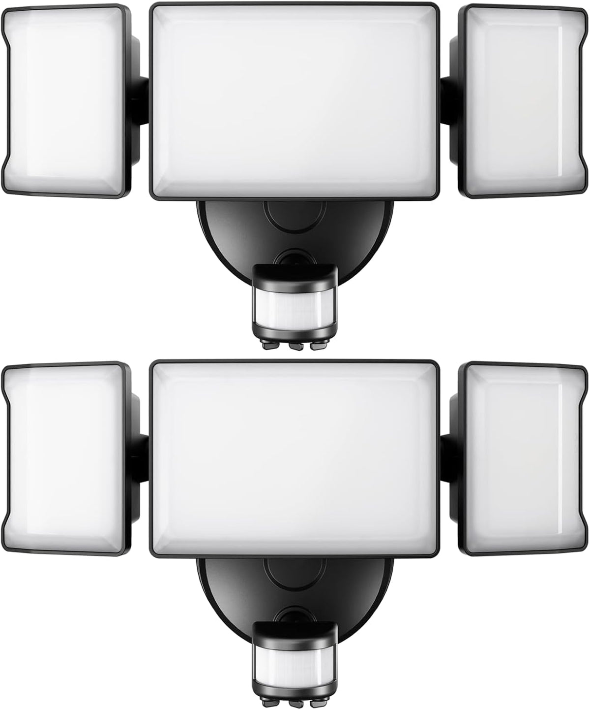 Olafus 65W Motion Sensor Outdoor Light, 2 Pack LED Security Light 6000LM, 6500K Exterior Motion Flood Light with 3 Adjustable Heads, for Outside Garage, Yard, Patio, IP65 Waterproof, Black