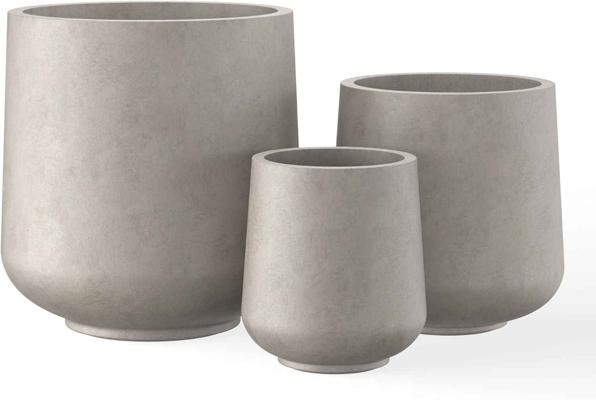 Kante 15.3"+11.6"+8.2" Dia Round Concrete Planter, Large Outdoor Indoor Planter Pots Containers with Drainage Holes and Rubber Plug for Home Garden Patio, Weathered Concrete
